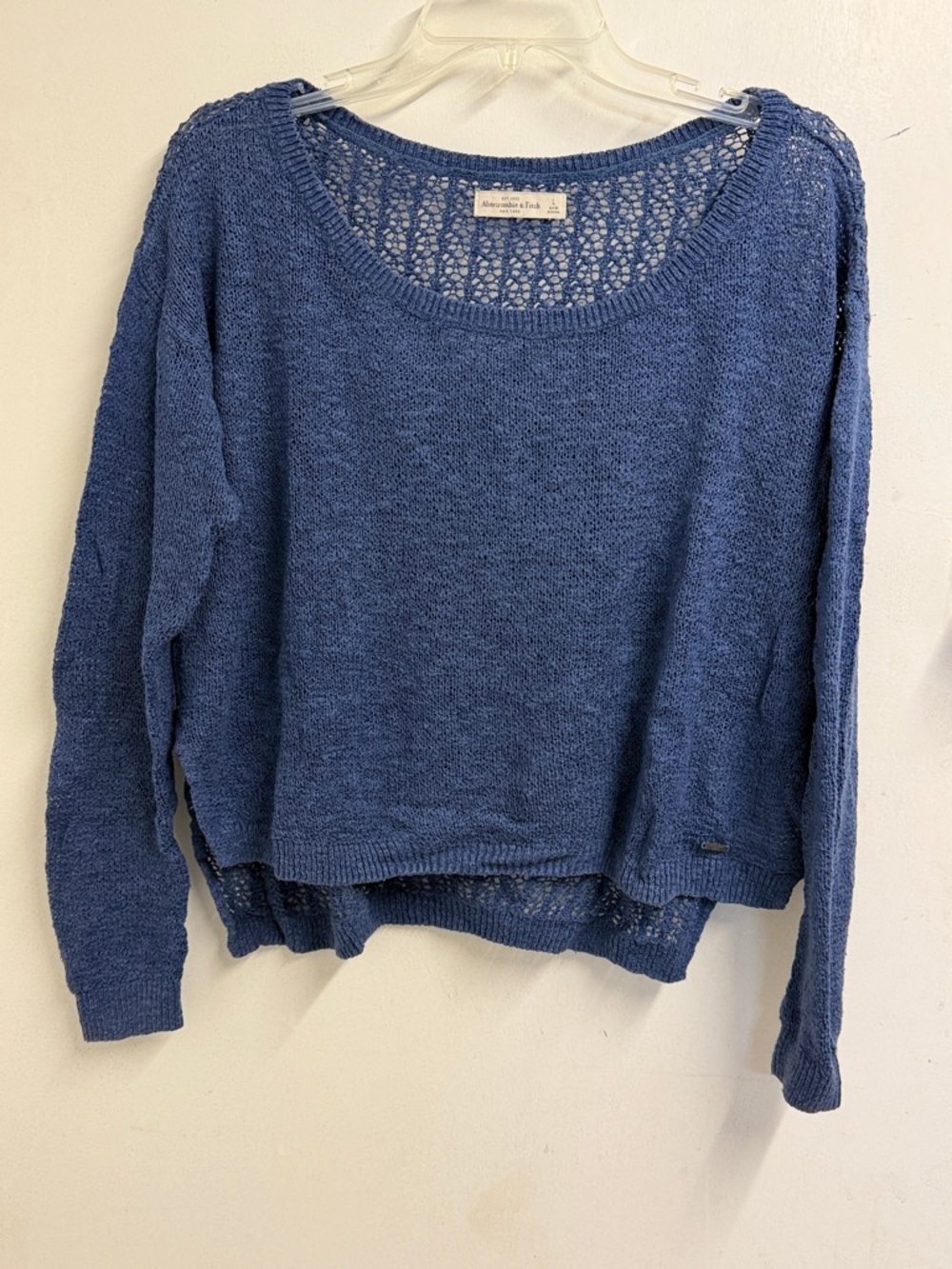 Abercrombie & Fitch Blue Open-Weave Scoop Neck Sweater